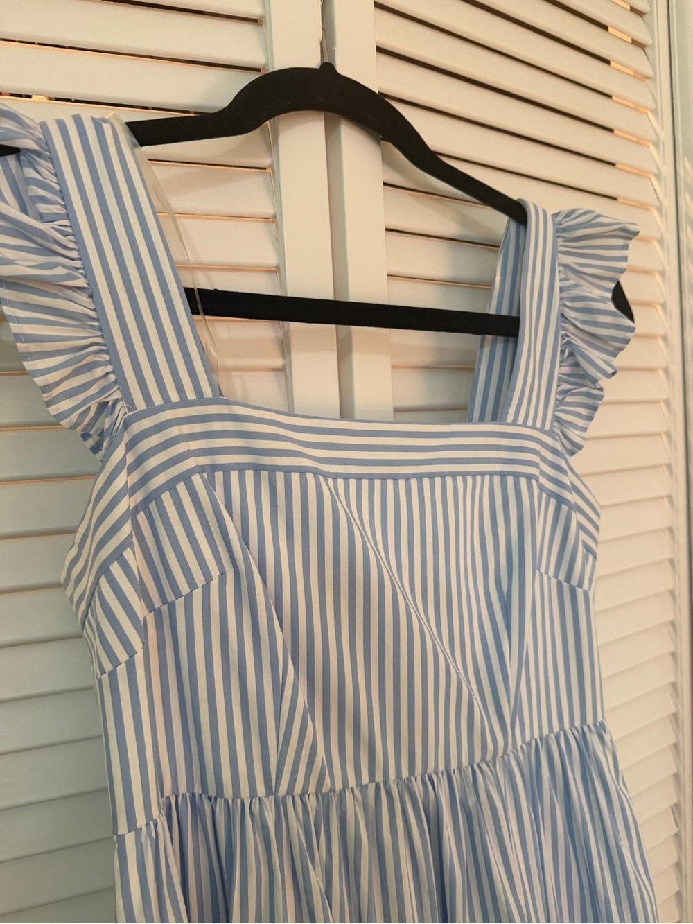 Gal Meets Glam Jasmine Light Blue and White Striped Maxi Dress - Picture 2 of 6